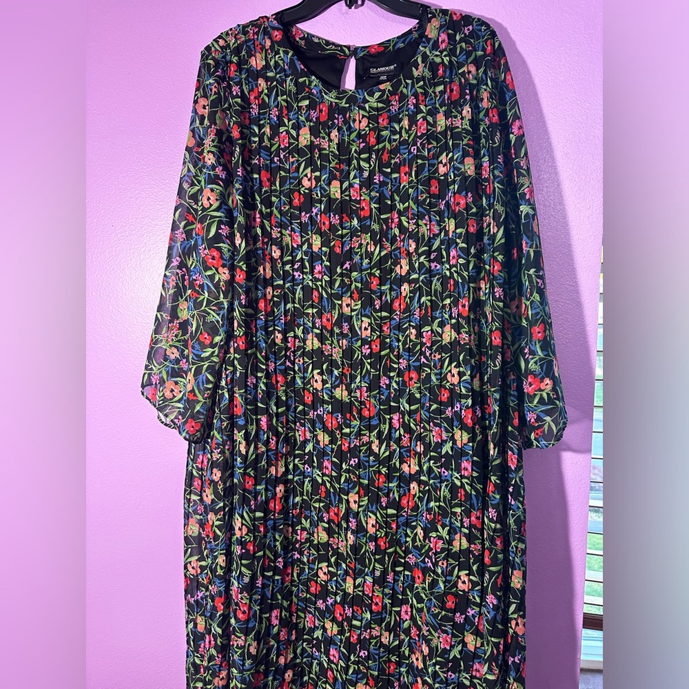 Floral Printed Plus Size Half Dress